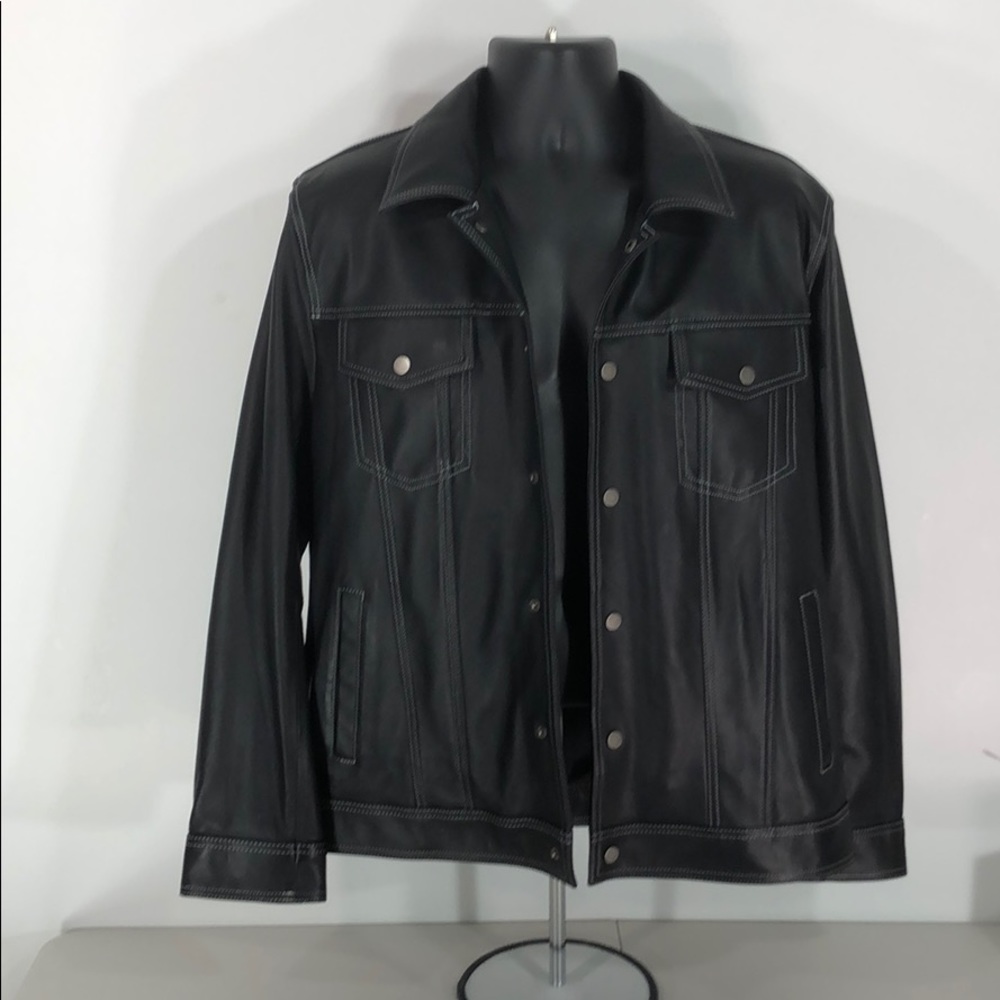 Leather casual shirt jacket